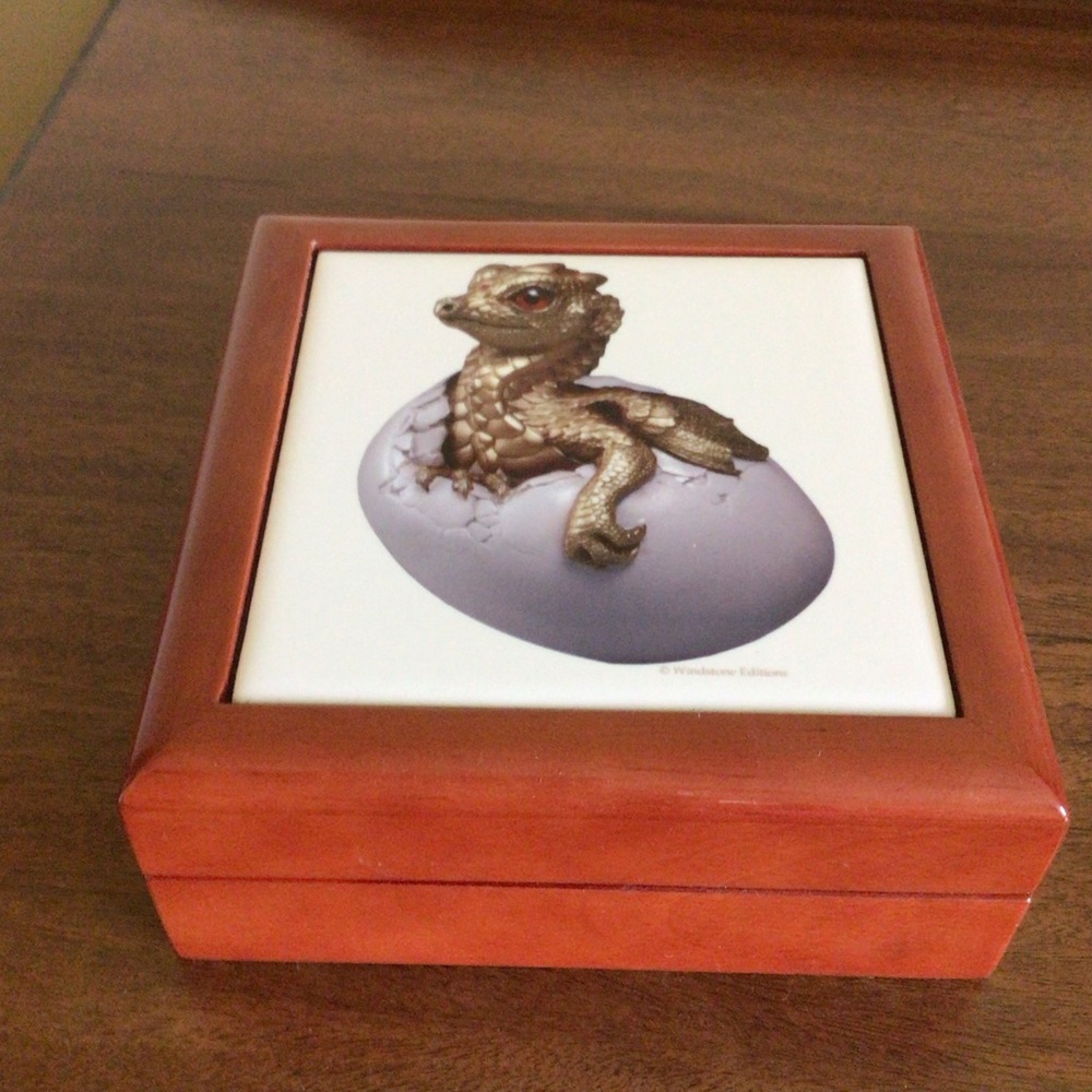 Hatching Dragon Wood Trinket Box